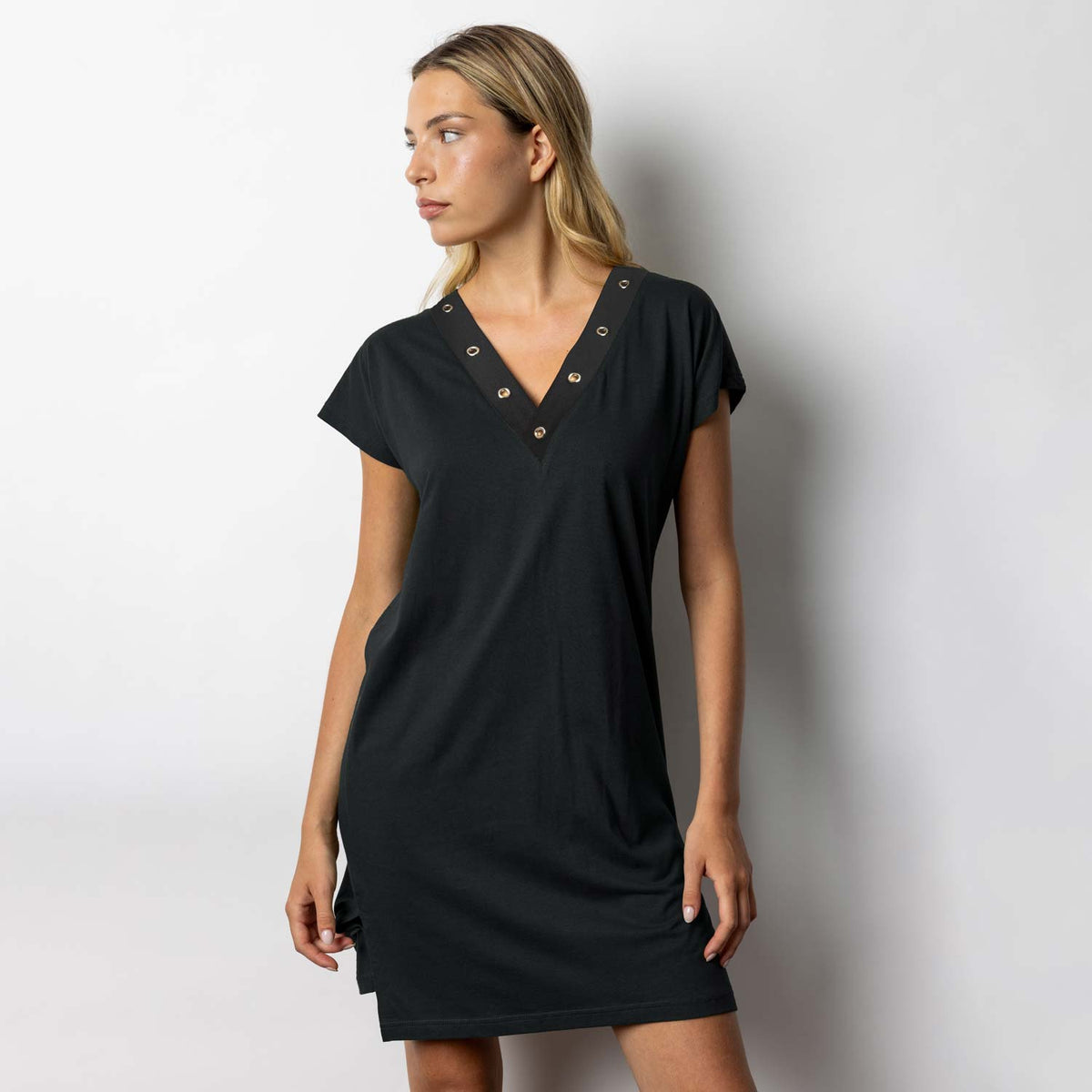 Abitino donna scollo a v con borchiette argento Admas 18069