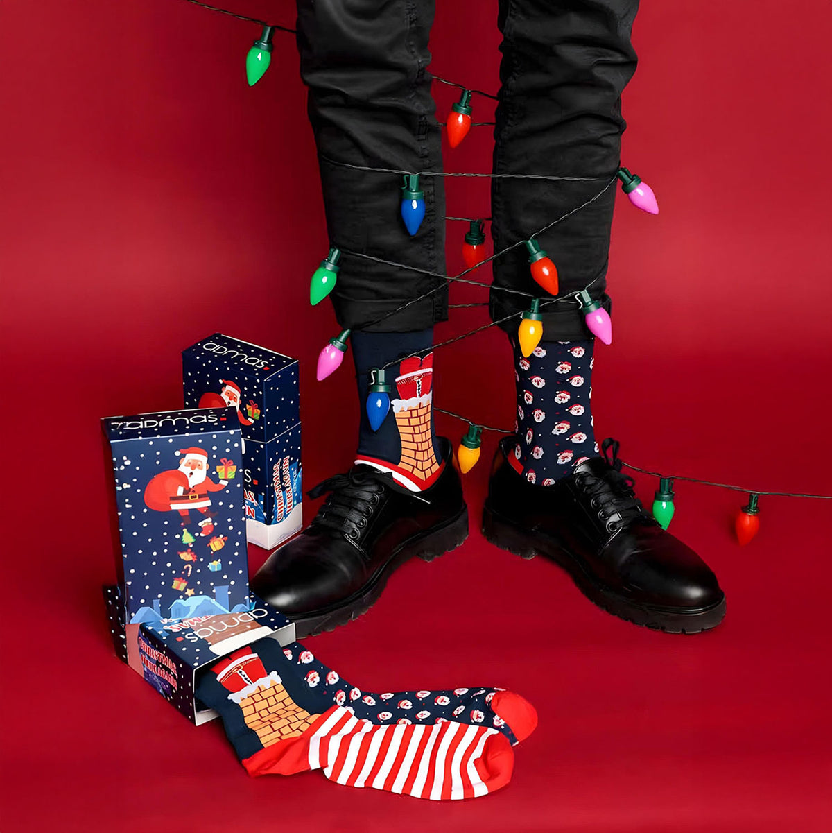 Calze corte uomo babbo Natale Admas 21410 2 paia