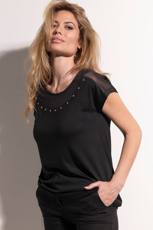 Sottogiacca donna Admas mezza manica 43488 con tulle nero