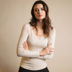 Maglia donna con scollo a V e merletto femminile Admas 43562