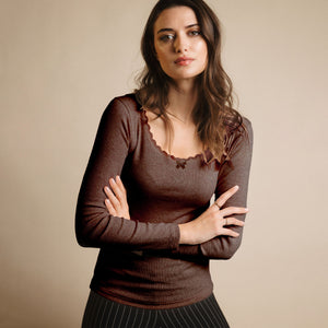 Maglia donna con scollo a V e merletto femminile Admas 43562