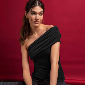 Maglia donna monospalla in velluto Admas 43680