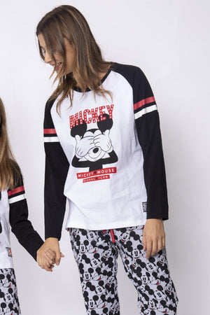 Pigiama donna Disney 54346 caldo cotone bianco con stampa