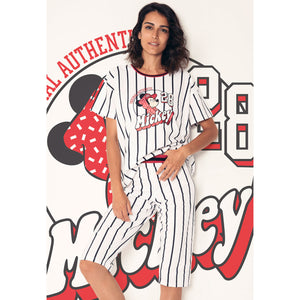 Pigiama donna corto Disney 55084 mezza manica bianco