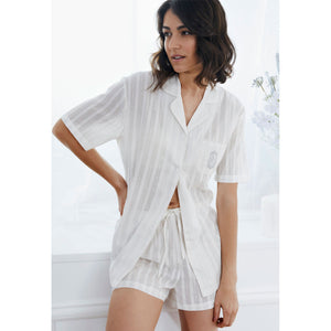 Pigiama donna corto aperto Admas 55111 perla cotone