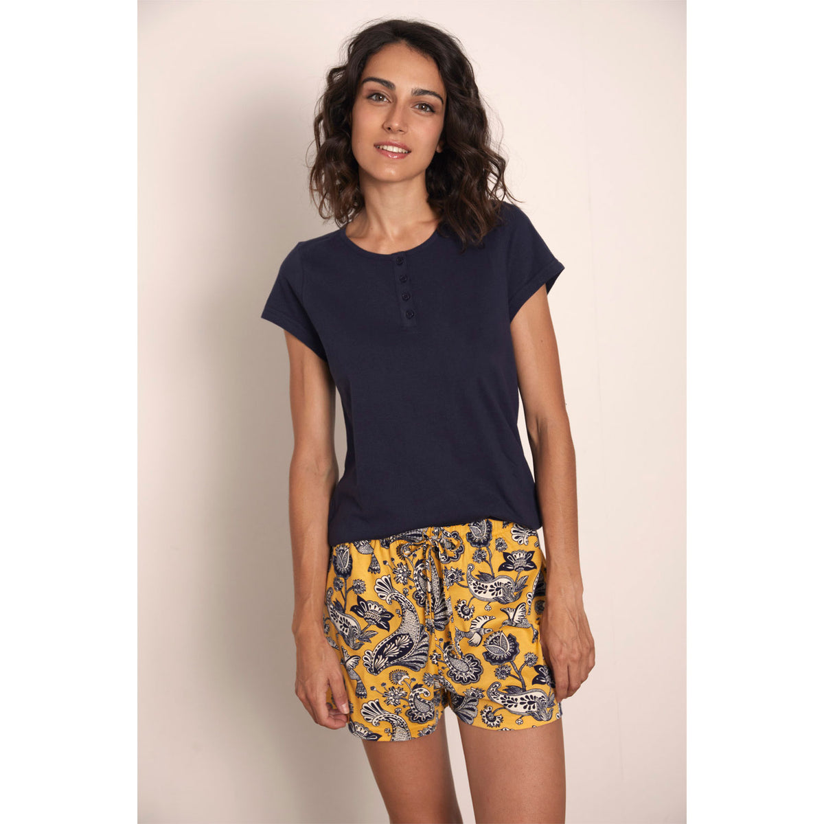Pigiama donna corto Admas 55169 stampato blu