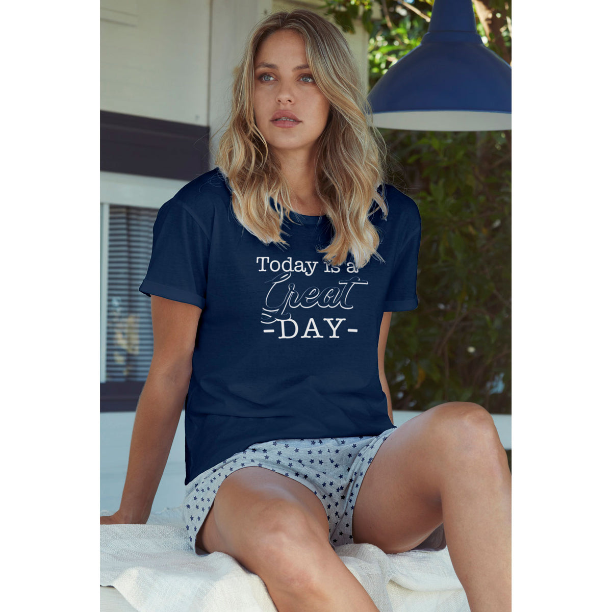 Pigiama donna corto Admas 55193 blu