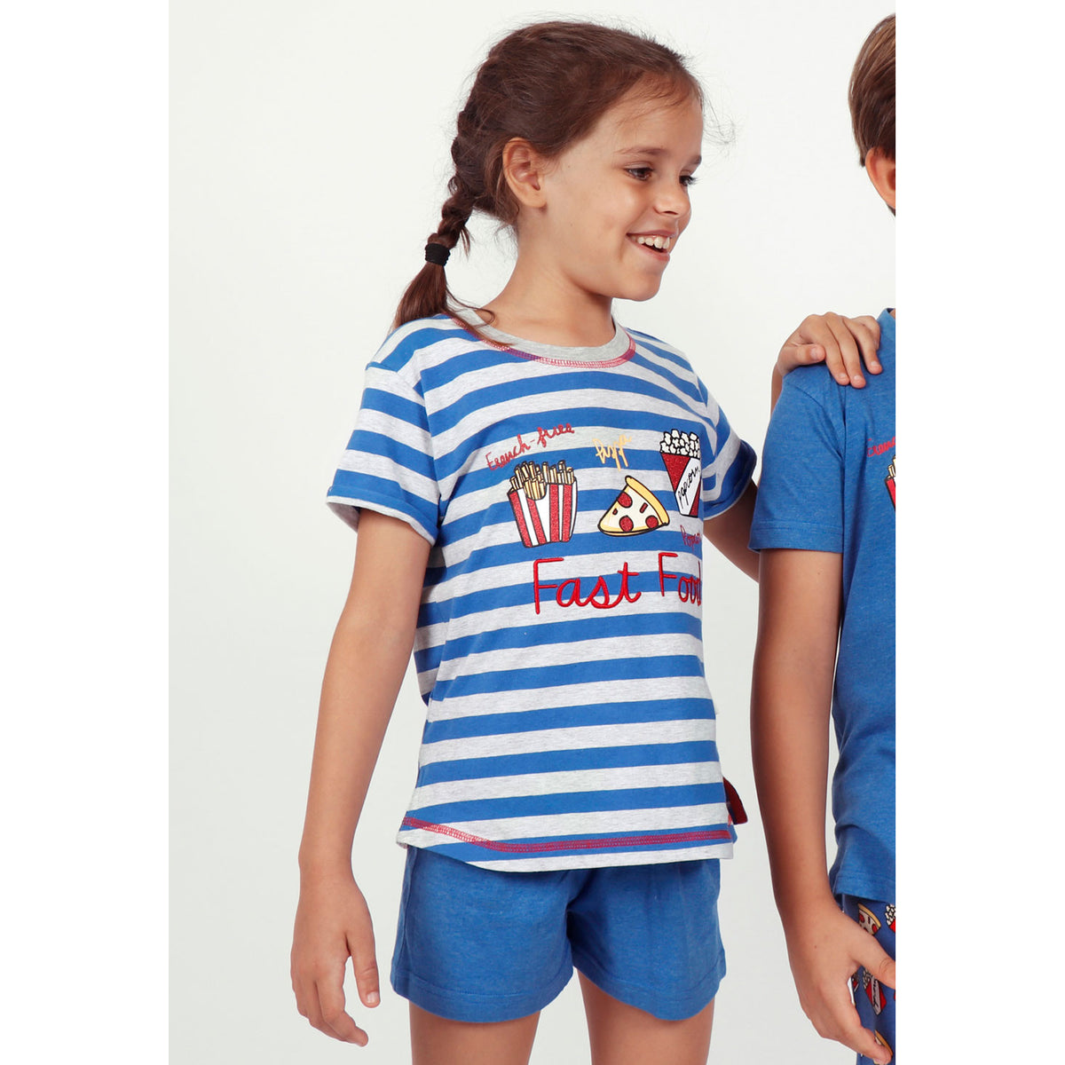 Pigiama bambina Admas 55202 corto stampato azzurro