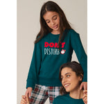 Pigiama bambina caldo cotone verde sveglia Admas 55215