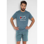 Pigiama uomo corto Admas 55274 azzurro cotone