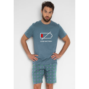 Pigiama uomo corto Admas 55274 azzurro cotone