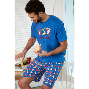 Pigiama uomo Admas 55281 corto stampato azzurro