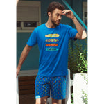 Pigiama uomo corto Admas 55292 azzurro cotone