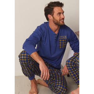 Pigiama uomo Admas 55311 blu lungo caldo cotone