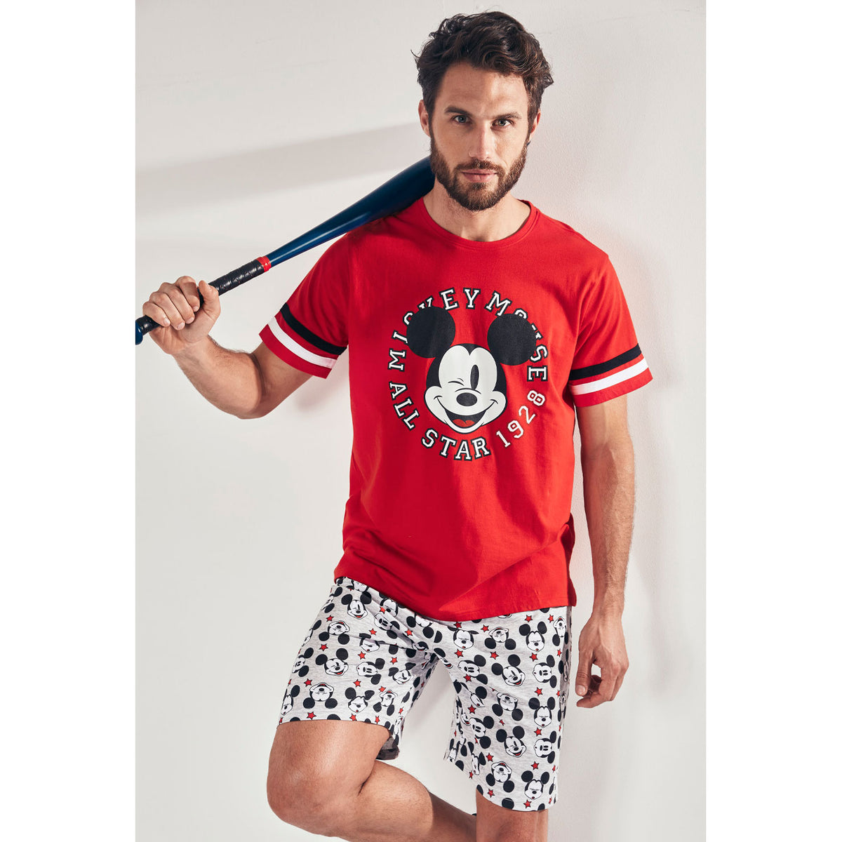 Pigiama uomo corto Disney 55401 topolino rosso cotone