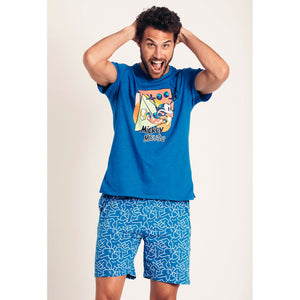 Pigiama uomo corto Disney 55407 topolino azzurro cotone