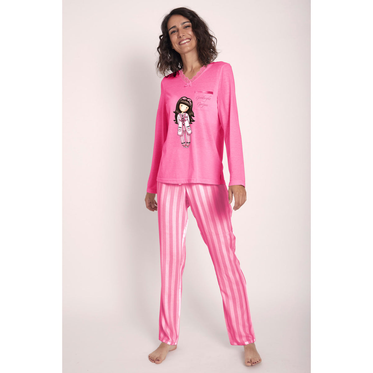 Pigiama donna lungo Santoro Gorjuss 55505 rosa
