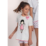Pigiama bambina corto Santoro Gorjuss 55576 mezza manica cuoricini