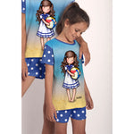 Pigiama bambina corto Santoro Gorjuss 55586 azzurro