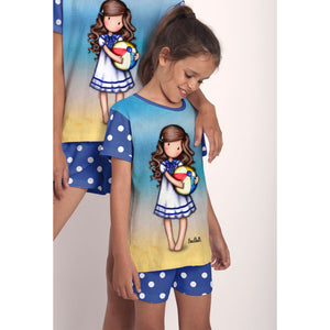 Pigiama bambina corto Santoro Gorjuss 55586 azzurro