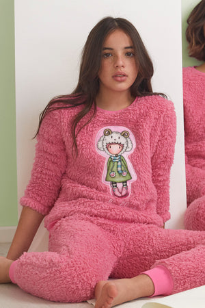 Pigiama bambina Santoro Gorjuss 55595 pile sherpa rosa