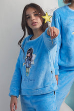 Pigiama bambina Santoro Gorjuss 55596 pile sherpa azzurro