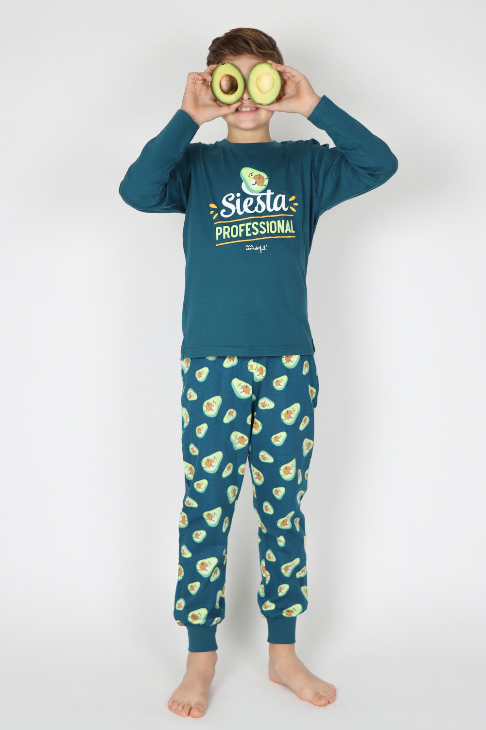 Pigiama bimbo caldo cotone verde petrolio Mr. Wonderful 55728