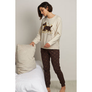 Pigiama donna Admas 55825 lungo beige cane
