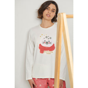 Pigiama donna caldo cotone foca crema corallo Admas 55844