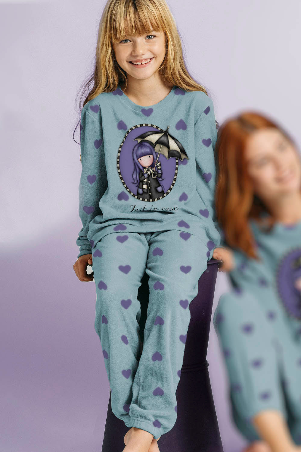 Pigiama bambina Santoro Gorjuss 60845 caldo pile cuori