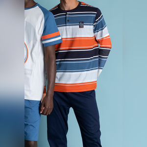 Pigiama uomo lungo in 100% cotone a righe Admas 62136