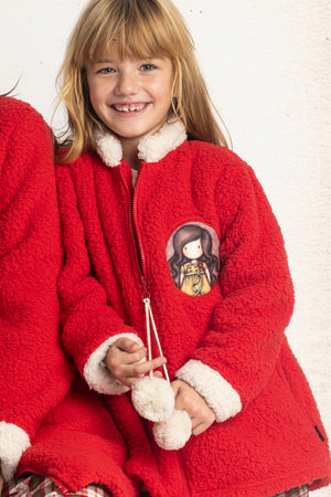 Giacca bimba Santoro Gorjuss 67045 pile sherpa rosso