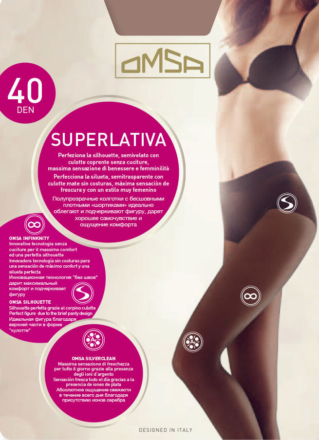 Collant senza cuciture Omsa Superlativa 40 den semivelato 5 paia