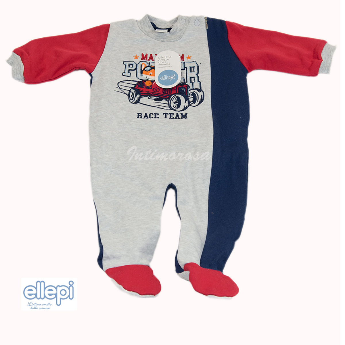 Pigiamone neonato felpato Ellepi 0681 piedini antiscivolo