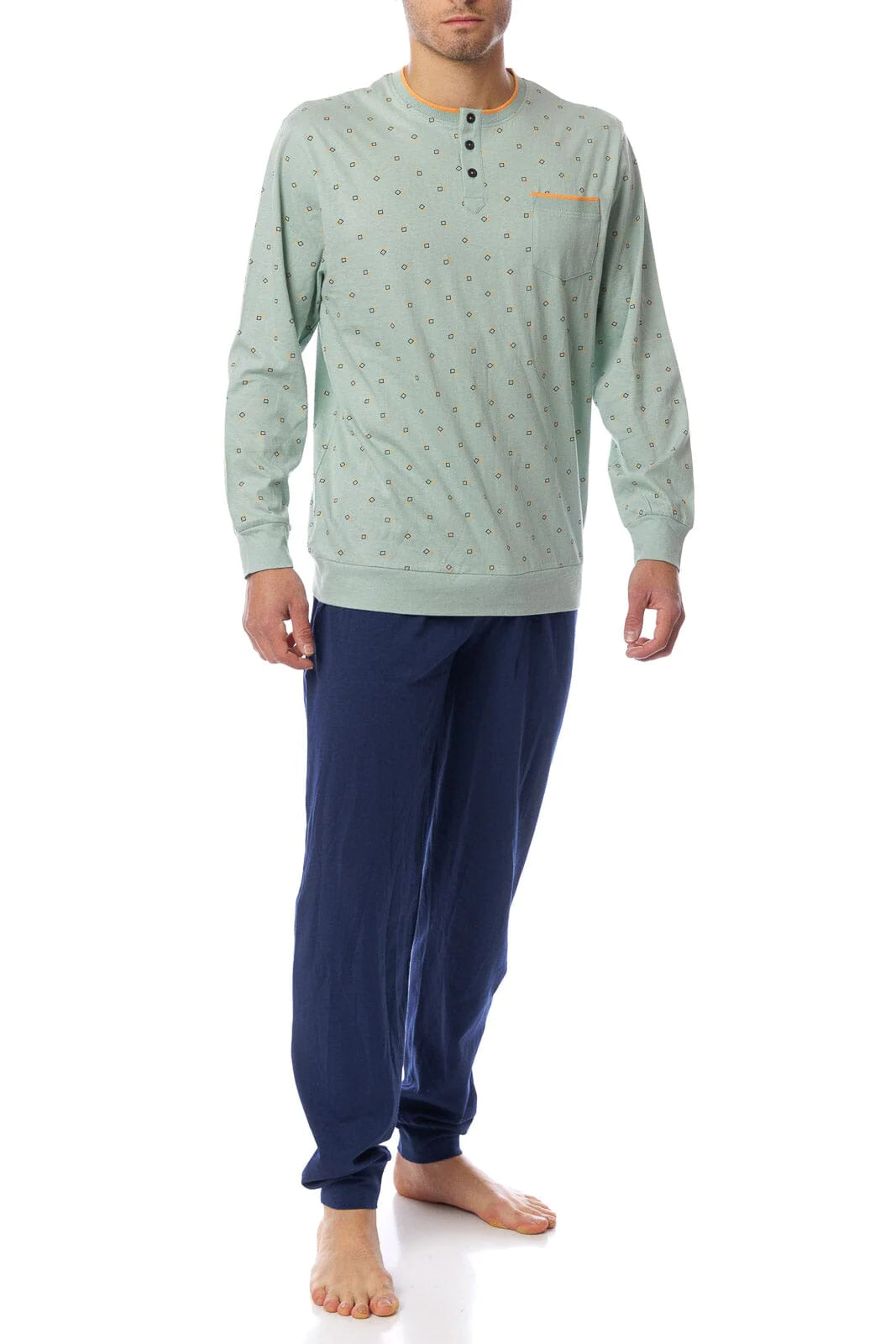 Pigiama uomo 100% cotone Cippi 0479-S23 salvia blu