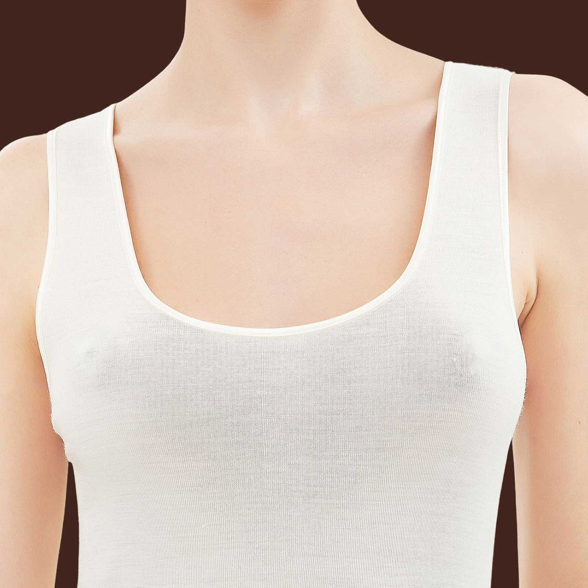 Canotta donna spalla larga lana e seta Ragno 074022