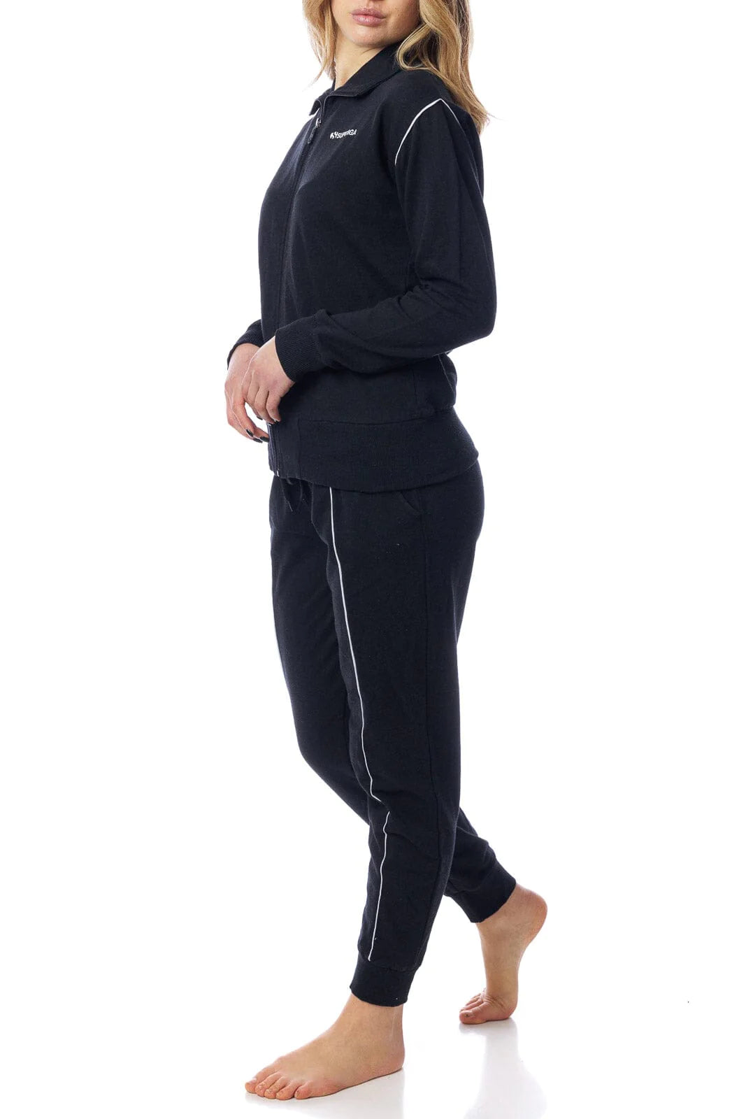 Tuta donna cotone Superga full zip SWS23202 nera