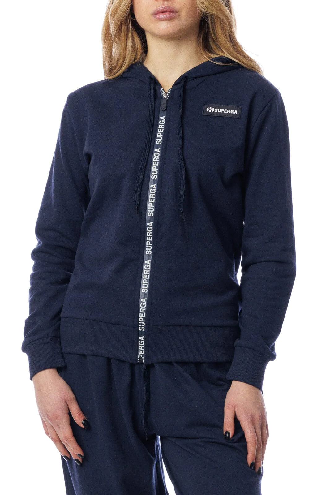 Tuta donna cotone Superga full zip SWS23207 blu navy