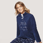 Pigiama donna invernale coral collo alto blu infiore CLK0812