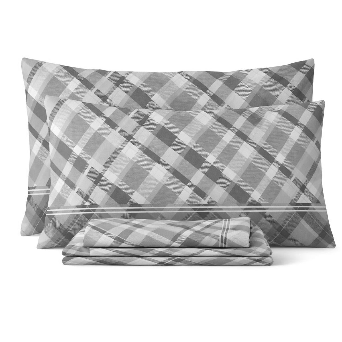 Completo letto in cotone tartan Biancaluna lyra