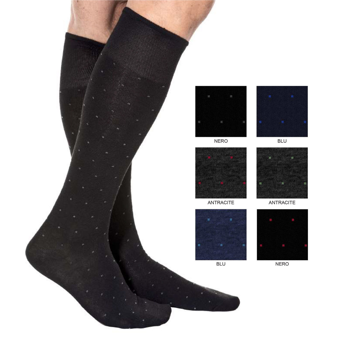 Calze uomo invernali Meritex 1230 caldo cotone a pois 6 paia