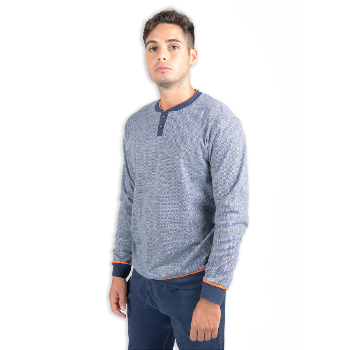 Pigiama uomo invernale Cippi 1582 navy fantasia caldo cotone