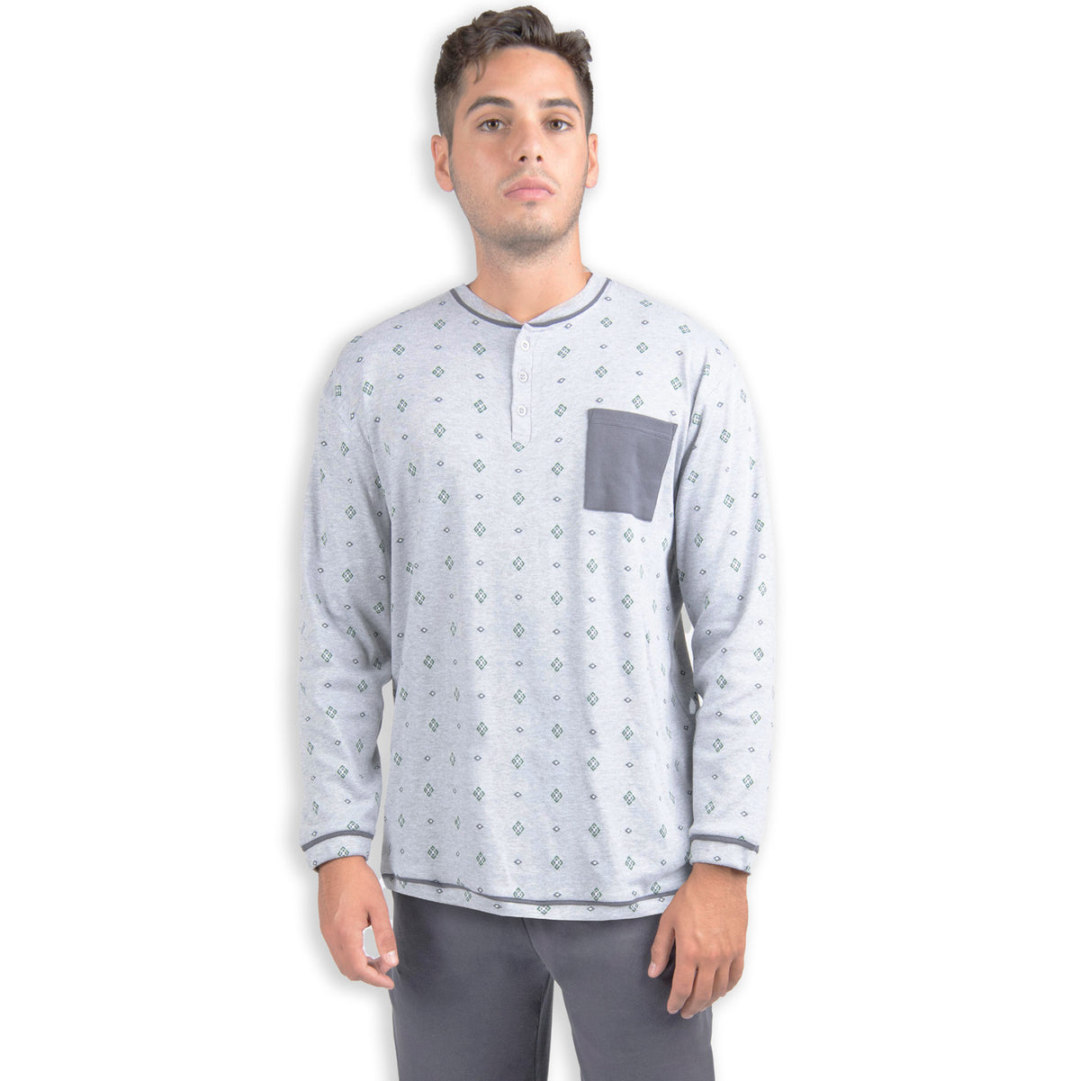 Pigiama uomo invernale Cippi 1584 grigio melange caldo cotone