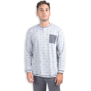 Pigiama uomo invernale Cippi 1584 grigio melange caldo cotone