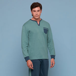 Pigiama uomo invernale Cippi 1606 caldo cotone verde