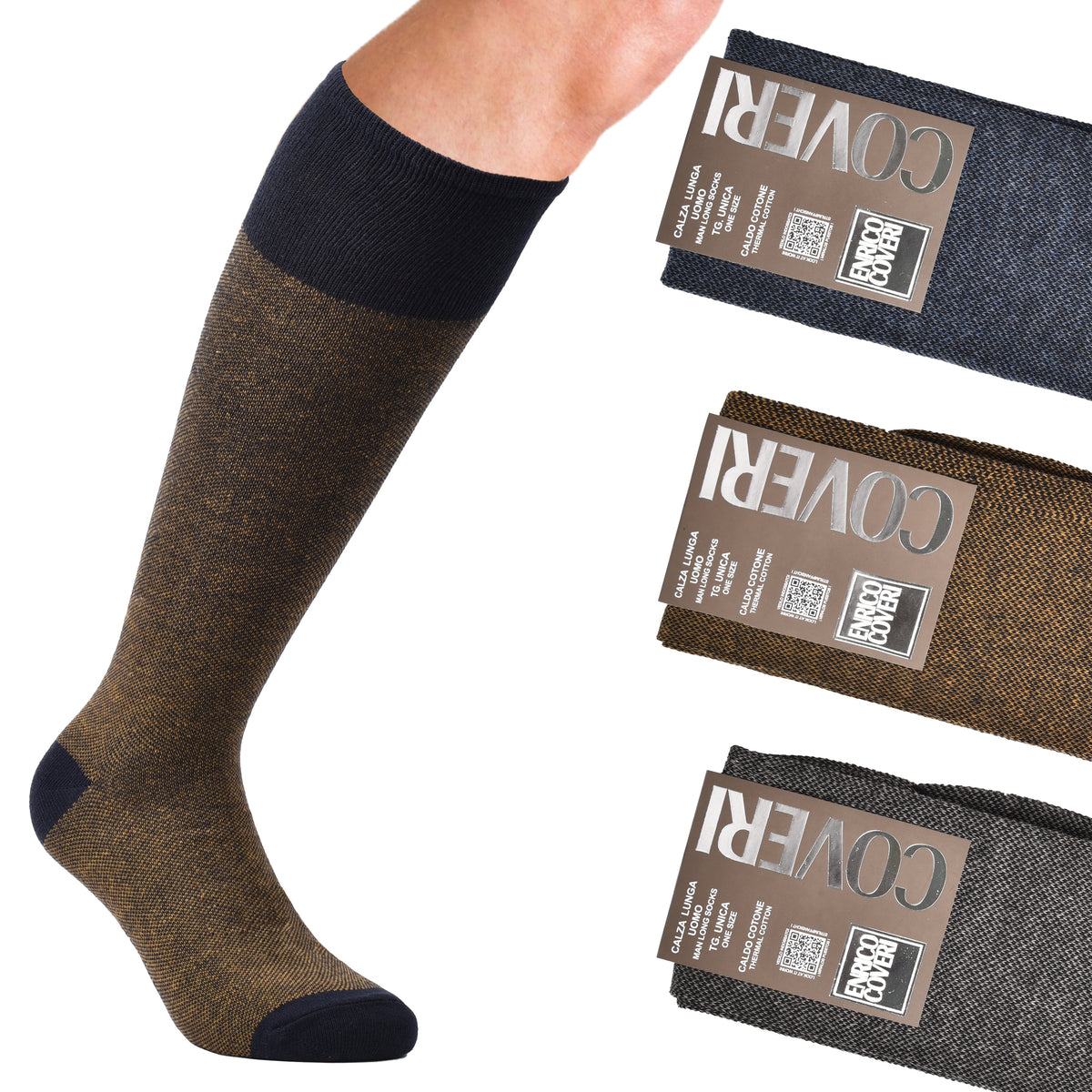 Calze uomo lunghe caldo cotone Enrico Coveri fashionline 193B