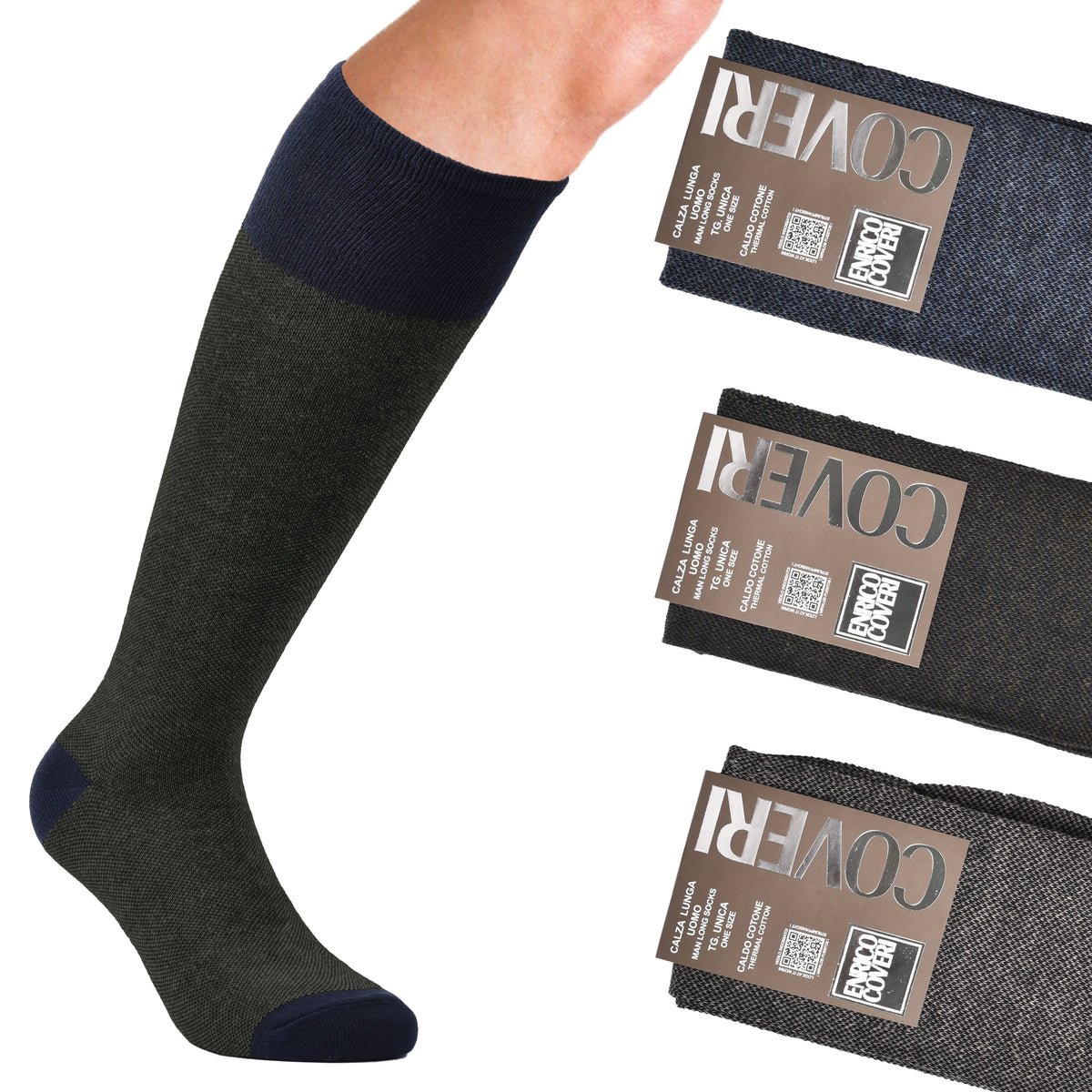 Calze uomo lunghe caldo cotone Enrico Coveri fashionline 193C