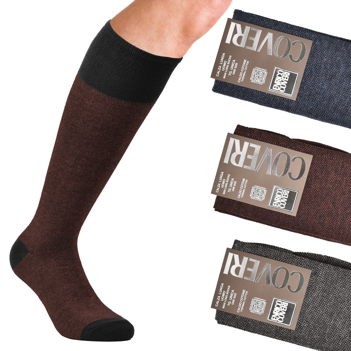 Calze uomo lunghe caldo cotone Enrico Coveri fashionline 193D
