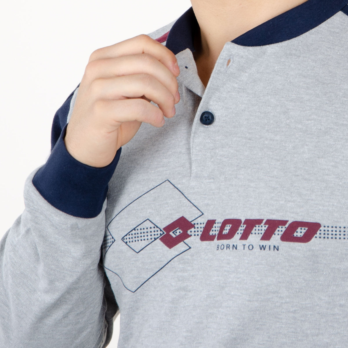 Pigiama uomo Lotto LP4067 caldo cotone grigio melange con polsini