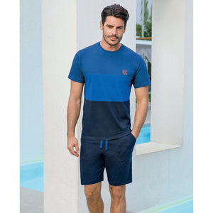 Pigiama uomo Enrico Coveri EA2038 corto cotone oceano